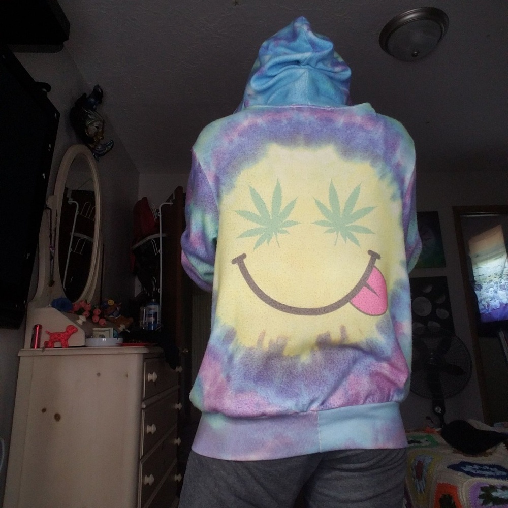 Wildfox trevor malibu tie dye weed hoodie